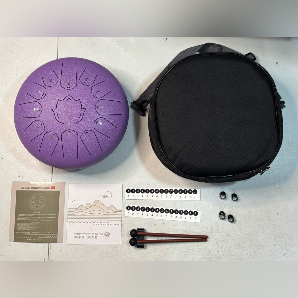 Steel Tongue Drum| Easy to Play| Relaxation & Stress Relief(12in 13 note purple)
